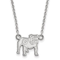 Sterling Silver Rhodium-plated LogoArt University of Georgia Bulldog Small Pendant Necklace, 18" view 1