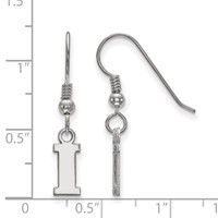 Sterling Silver Rhodium-plated LogoArt University of Iowa Letter I Extra Small Dangle Wire Earrings view 2