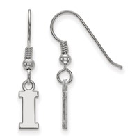 Sterling Silver Rhodium-plated LogoArt University of Iowa Letter I Extra Small Dangle Wire Earrings view 1