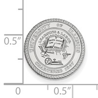 Sterling Silver Rhodium-plated LogoArt University of Illinois Crest Lapel Pin view 3