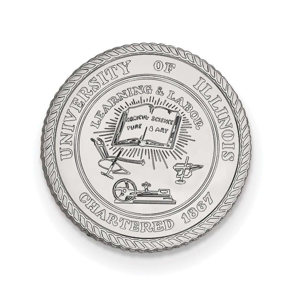 Sterling Silver Rhodium-plated LogoArt University of Illinois Crest Lapel Pin