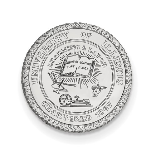 Sterling Silver Rhodium-plated LogoArt University of Illinois Crest Lapel Pin