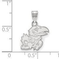 Sterling Silver Rhodium-plated LogoArt University of Kansas Jayhawk Small Pendant view 2