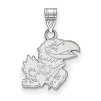 Sterling Silver Rhodium-plated LogoArt University of Kansas Jayhawk Small Pendant view 1