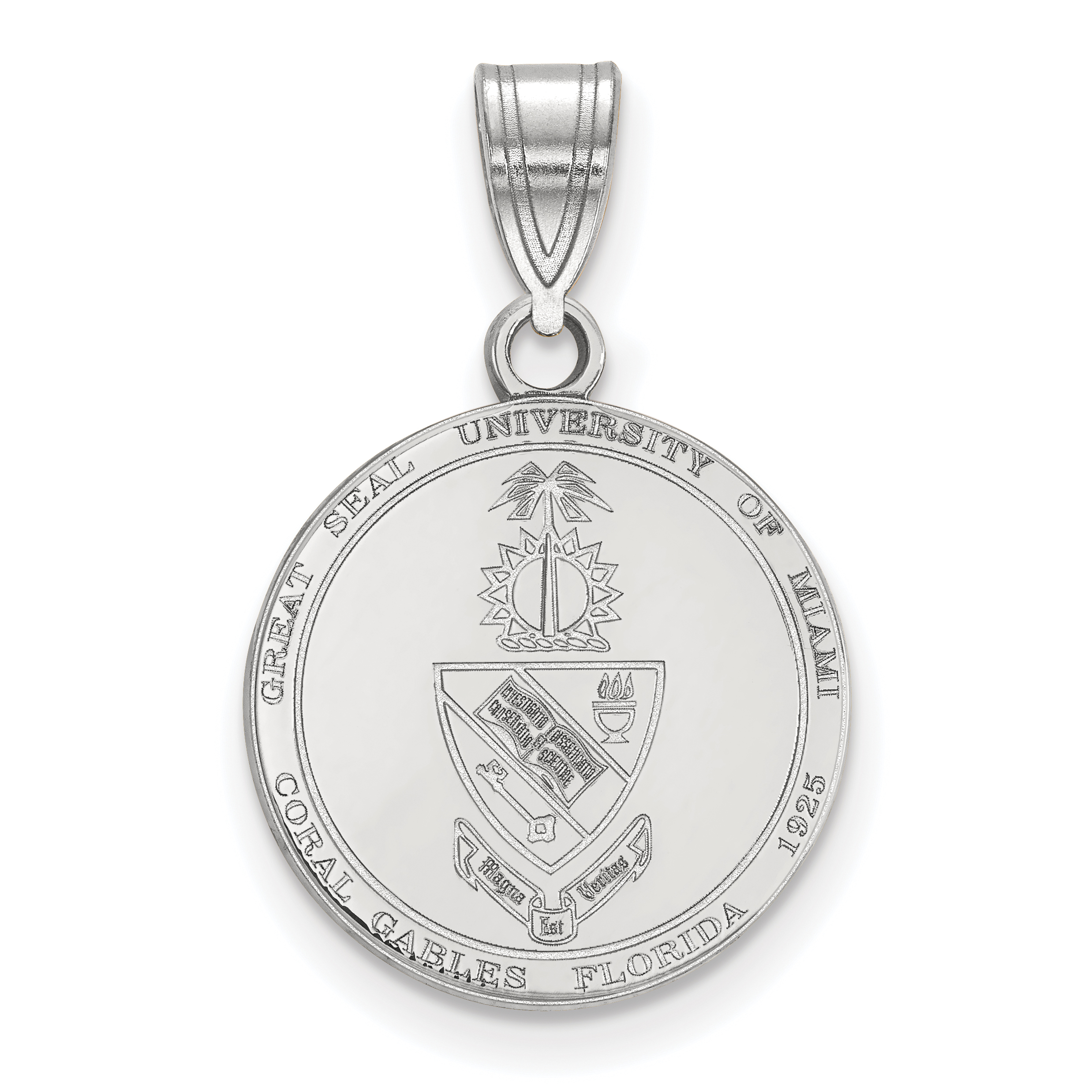 Key Chain Sterling Silver w// 14K Yellow Gold-Plated LogoArt Official Licensed Collegiate University of Miami UM