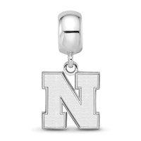 Sterling Silver Rhodium-plated LogoArt University of Nebraska Letter N Small Dangle Bead Charm view 3