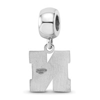Sterling Silver Rhodium-plated LogoArt University of Nebraska Letter N Small Dangle Bead Charm view 5