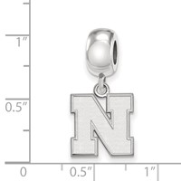 Sterling Silver Rhodium-plated LogoArt University of Nebraska Letter N Small Dangle Bead Charm view 4