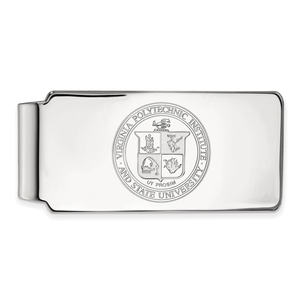 Sterling Silver Rhodium-plated LogoArt Virginia Tech Crest Money Clip