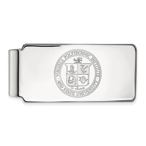 Sterling Silver Rhodium-plated LogoArt Virginia Tech Crest Money Clip
