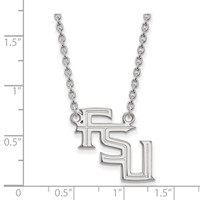 Sterling Silver Rhodium-plated LogoArt Florida State University F-s-u Large Pendant Necklace, 18" view 2
