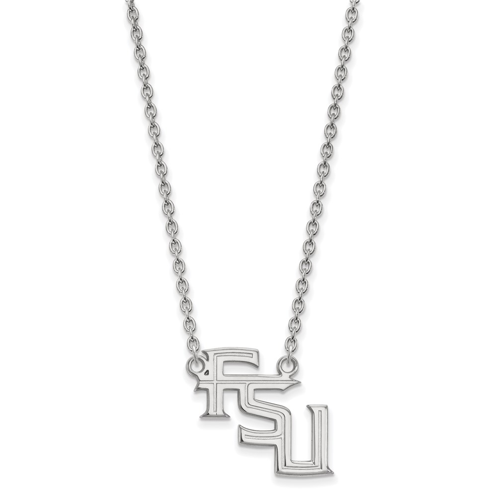 Sterling Silver Rhodium-plated LogoArt Florida State University F-s-u Large Pendant Necklace, 18"