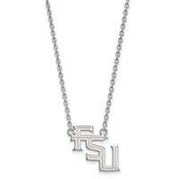 Sterling Silver Rhodium-plated LogoArt Florida State University F-s-u Large Pendant Necklace, 18" view 1