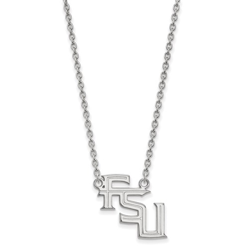 Sterling Silver Rhodium-plated LogoArt Florida State University F-s-u Large Pendant Necklace, 18"