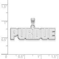 Sterling Silver Rhodium-plated LogoArt Purdue University Block Type Small Pendant view 2