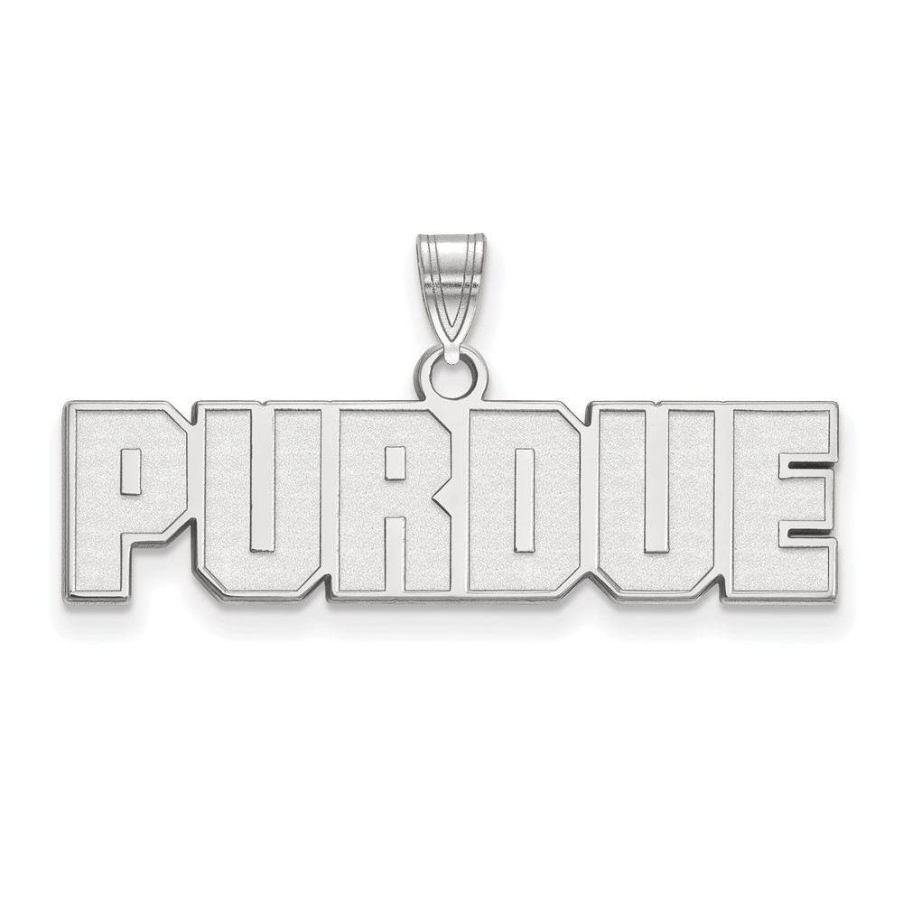 Sterling Silver Rhodium-plated LogoArt Purdue University Block Type Small Pendant