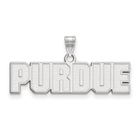 Sterling Silver Rhodium-plated LogoArt Purdue University Block Type Small Pendant view 1