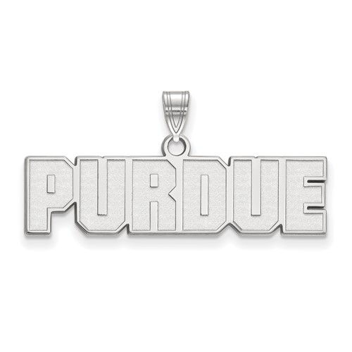 Sterling Silver Rhodium-plated LogoArt Purdue University Block Type Small Pendant