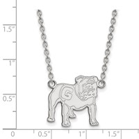 Sterling Silver Rhodium-plated LogoArt University of Georgia Bulldog Large Pendant Necklace, 18" view 2
