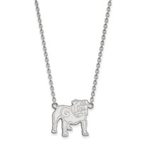 Sterling Silver Rhodium-plated LogoArt University of Georgia Bulldog Large Pendant Necklace, 18" view 1