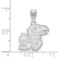 Sterling Silver Rhodium-plated LogoArt University of Kansas Jayhawk Medium Pendant view 2