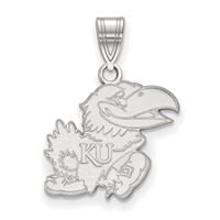 Sterling Silver Rhodium-plated LogoArt University of Kansas Jayhawk Medium Pendant view 1