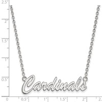 Sterling Silver Rhodium-plated LogoArt University of Louisville Cardinals Script Medium Pendant Necklace, 18" view 2