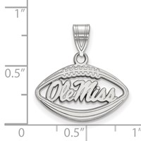 Sterling Silver Rhodium-plated LogoArt University of Mississippi Ole Miss Football Pendant view 2