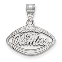 Sterling Silver Rhodium-plated LogoArt University of Mississippi Ole Miss Football Pendant view 1