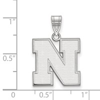 Sterling Silver Rhodium-plated LogoArt University of Nebraska Letter N Medium Pendant view 2