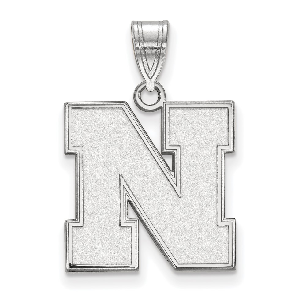 Sterling Silver Rhodium-plated LogoArt University of Nebraska Letter N Medium Pendant
