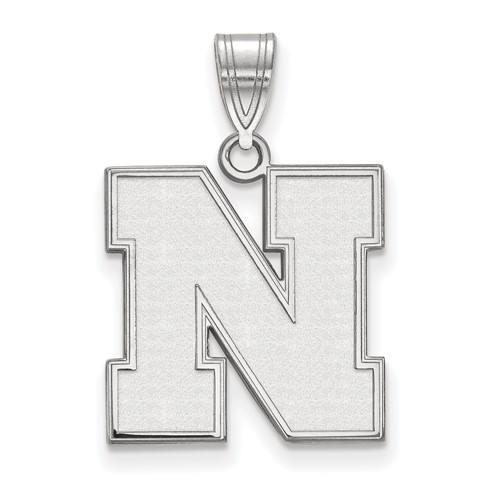 Sterling Silver Rhodium-plated LogoArt University of Nebraska Letter N Medium Pendant