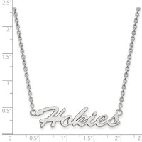 Sterling Silver Rhodium-plated LogoArt Virginia Tech Hokies Script Medium Pendant Necklace, 18" view 2