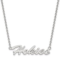Sterling Silver Rhodium-plated LogoArt Virginia Tech Hokies Script Medium Pendant Necklace, 18" view 1
