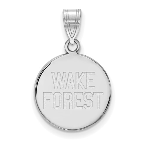 Sterling Silver Rhodium-plated LogoArt Wake Forest University W-f Deacon Medium Disc Pendant
