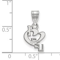 Sterling Silver Rhodium-plated LogoArt Florida State University Small I Heart F-s-u Pendant view 2