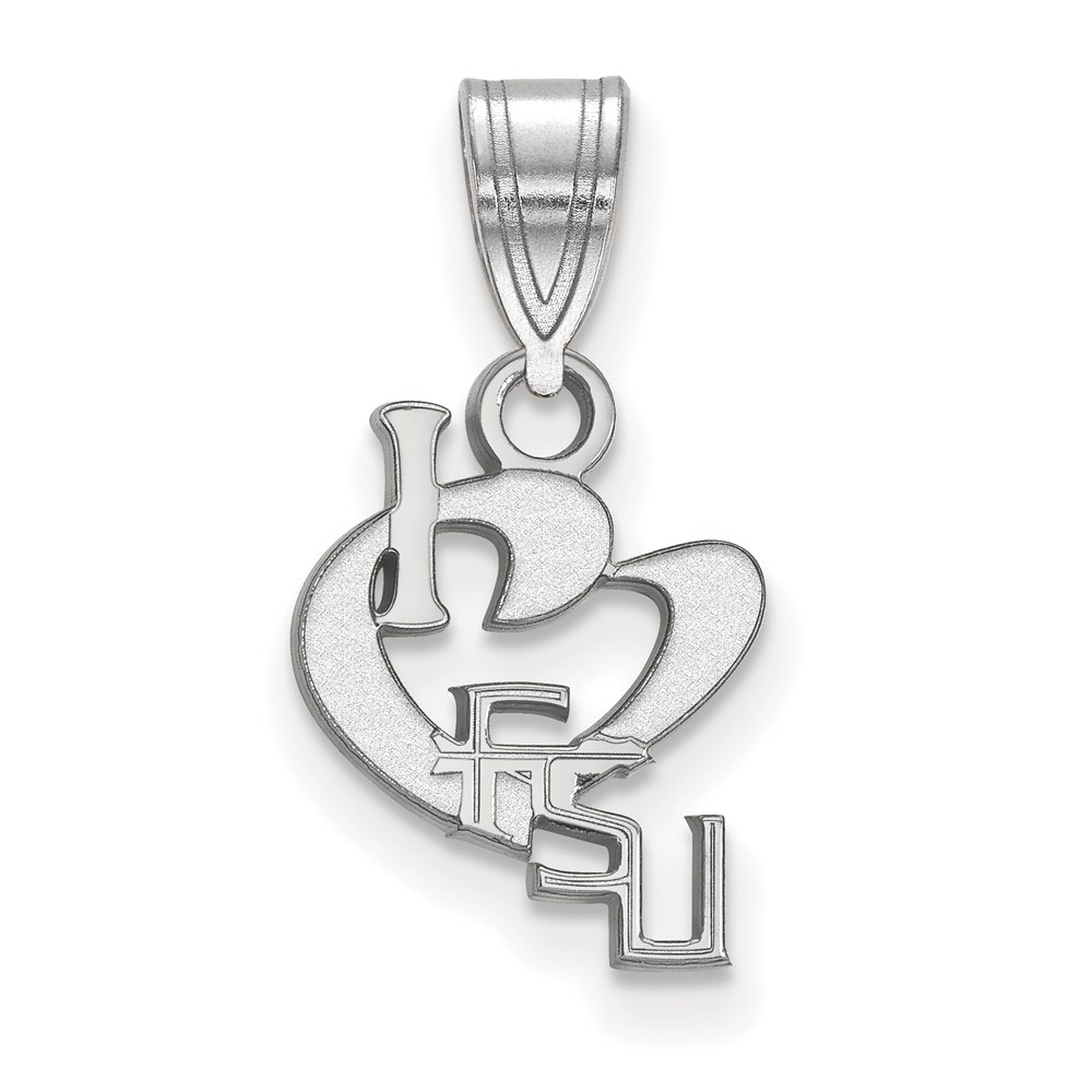 Sterling Silver Rhodium-plated LogoArt Florida State University Small I Heart F-s-u Pendant