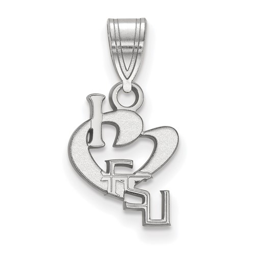 Sterling Silver Rhodium-plated LogoArt Florida State University Small I Heart F-s-u Pendant