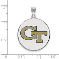 Sterling Silver Rhodium-plated LogoArt Georgia Institute of Technology G-t Extra Large Enameled Disc Pendant view 2