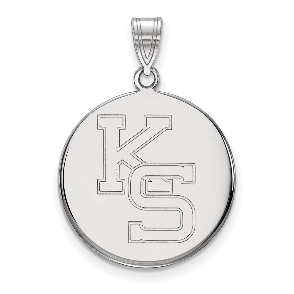 Sterling Silver Rhodium-plated LogoArt Kansas State University K-s Large Pendant