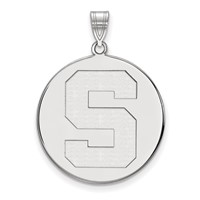 Sterling Silver Rhodium-plated LogoArt Michigan State University Letter S Extra Large Disc Pendant view 1