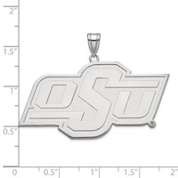 Sterling Silver Rhodium-plated LogoArt Oklahoma State University O-s-u Extra Large Pendant view 3