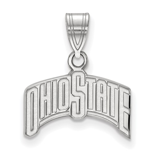 Sterling Silver Rhodium-plated LogoArt the Ohio State University Medium Pendant