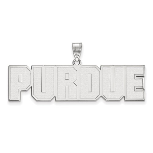 Sterling Silver Rhodium-plated LogoArt Purdue University Block Type Large Pendant