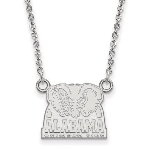 Sterling Silver Rhodium-plated LogoArt University of Alabama Elephant Small Pendant Necklace, 18"