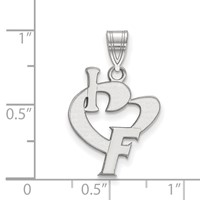 Sterling Silver Rhodium-plated LogoArt University of Florida Large I Heart F Pendant view 2
