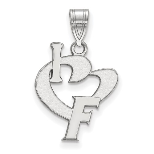 Sterling Silver Rhodium-plated LogoArt University of Florida Large I Heart F Pendant