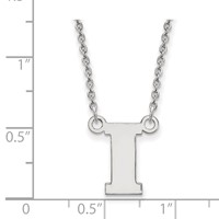 Sterling Silver Rhodium-plated LogoArt University of Iowa Letter I Small Pendant Necklace, 18" view 2