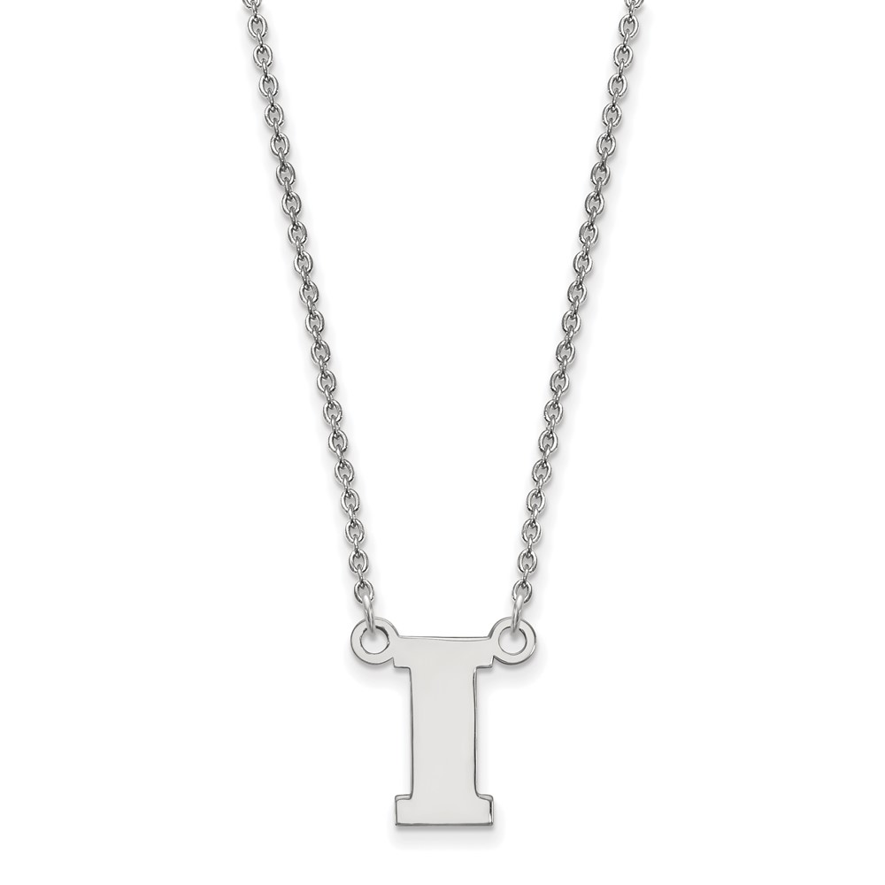 Sterling Silver Rhodium-plated LogoArt University of Iowa Letter I Small Pendant Necklace, 18"