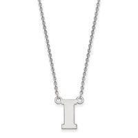 Sterling Silver Rhodium-plated LogoArt University of Iowa Letter I Small Pendant Necklace, 18" view 1